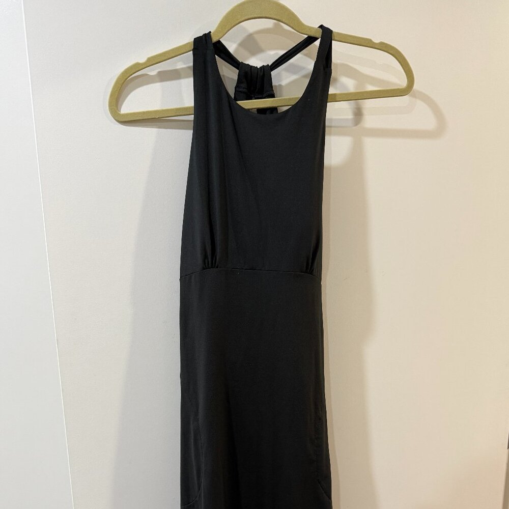 prAna Amata Dress - Black Halter Neck Active Midi Dress - Size S